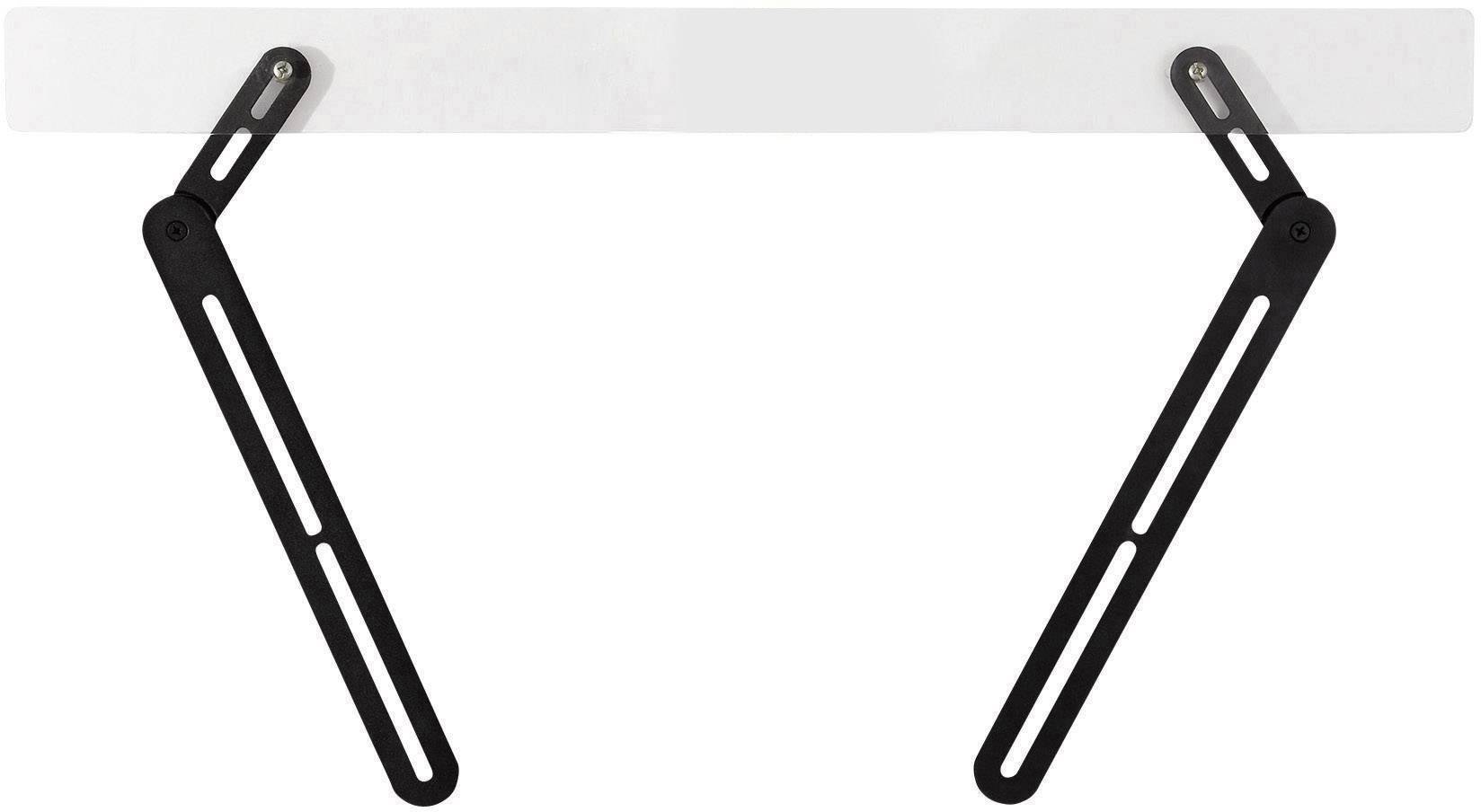 TV wall mount with pivoting arms in black, suitable for various television sizes, with lockable positions.