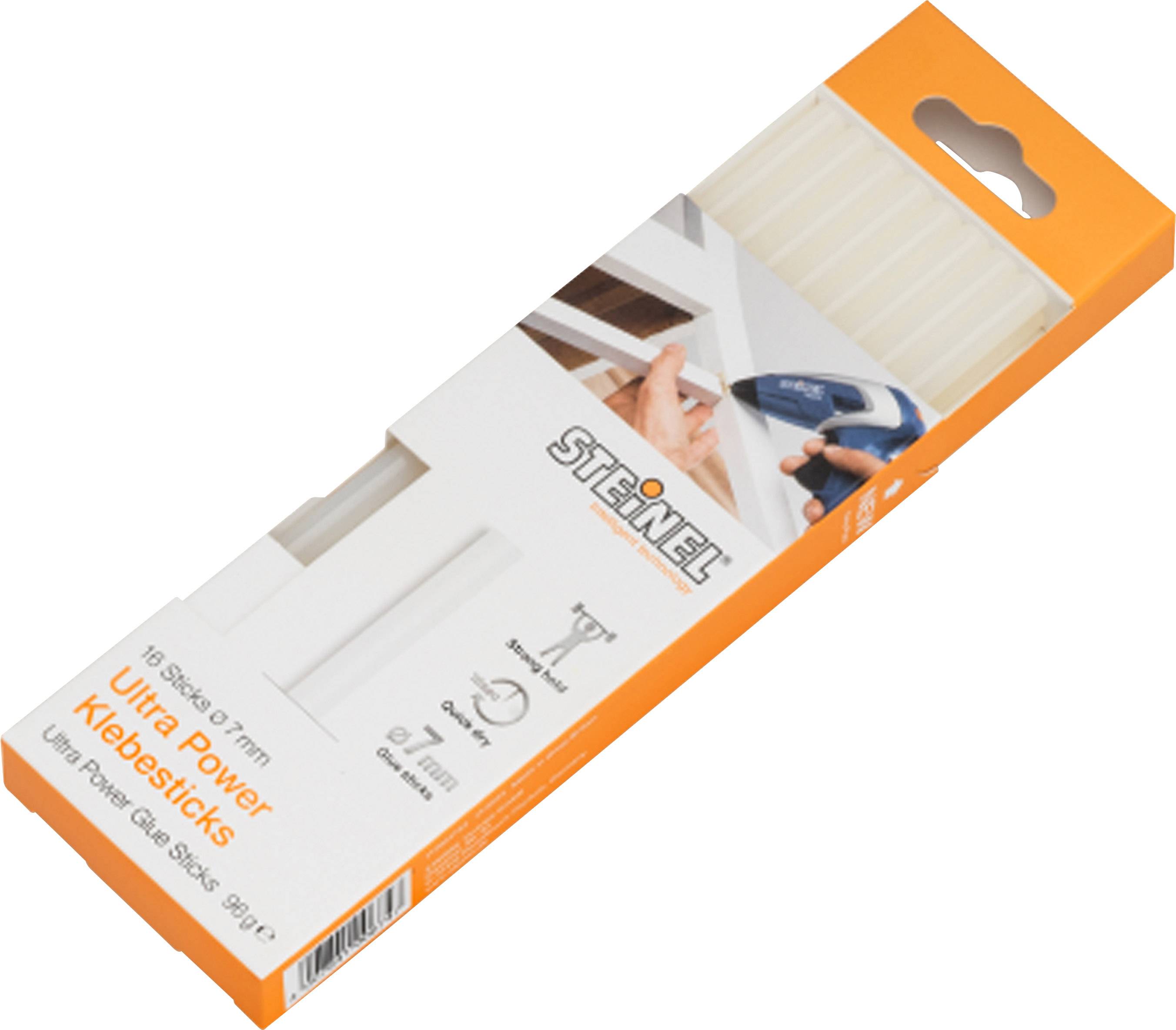 Steinel Ultra Power Glue Sticks, Pack of 10 x 11 mm, Packaging in Orange and White, Suitable for Hot Glue Guns.