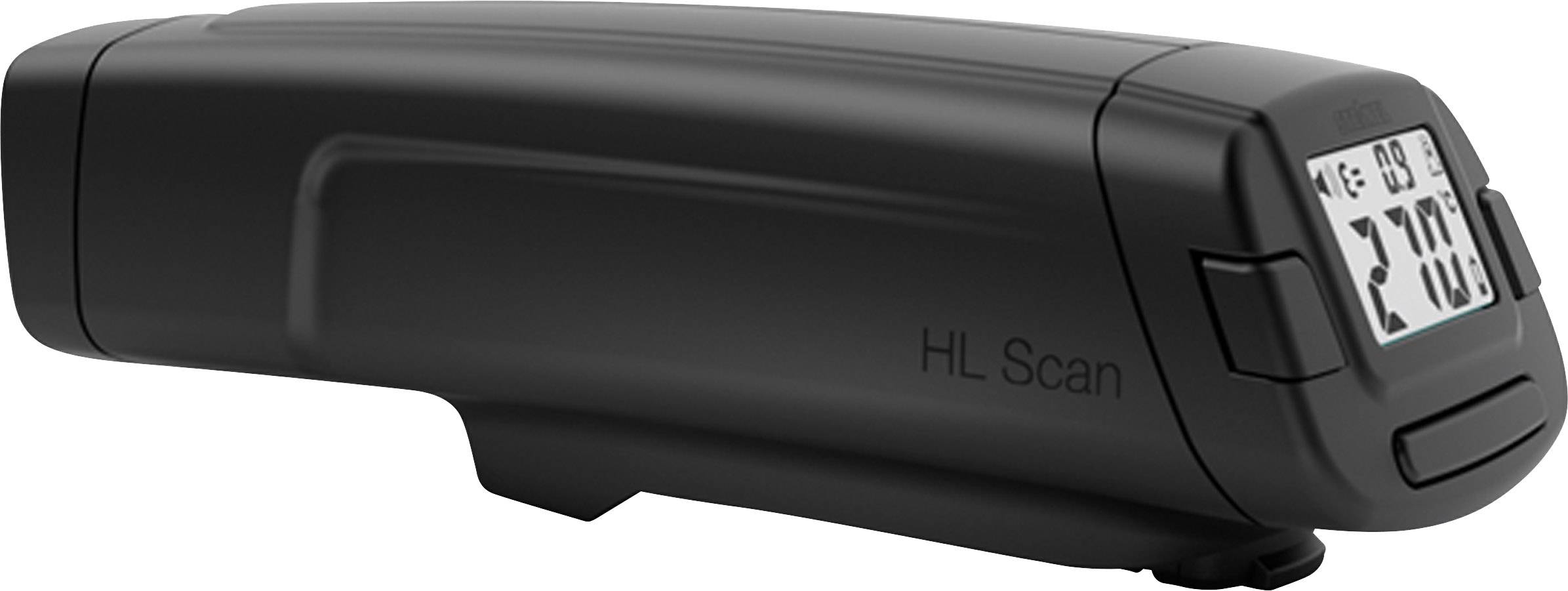 Digital thermometer with display showing 27.0°C. 'HL Scan' marking on the side.