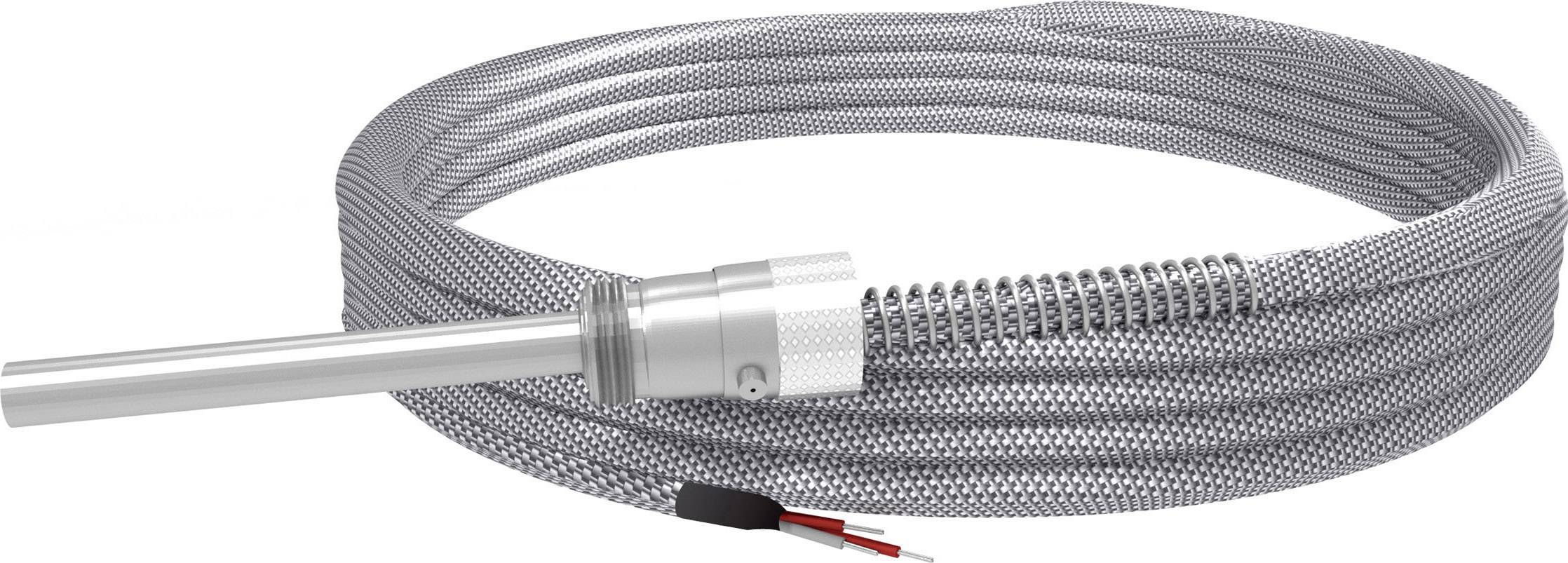 Silver-coloured, flexible metal corrugated hose with connector and two exposed wires at the end, suitable for industrial applications.