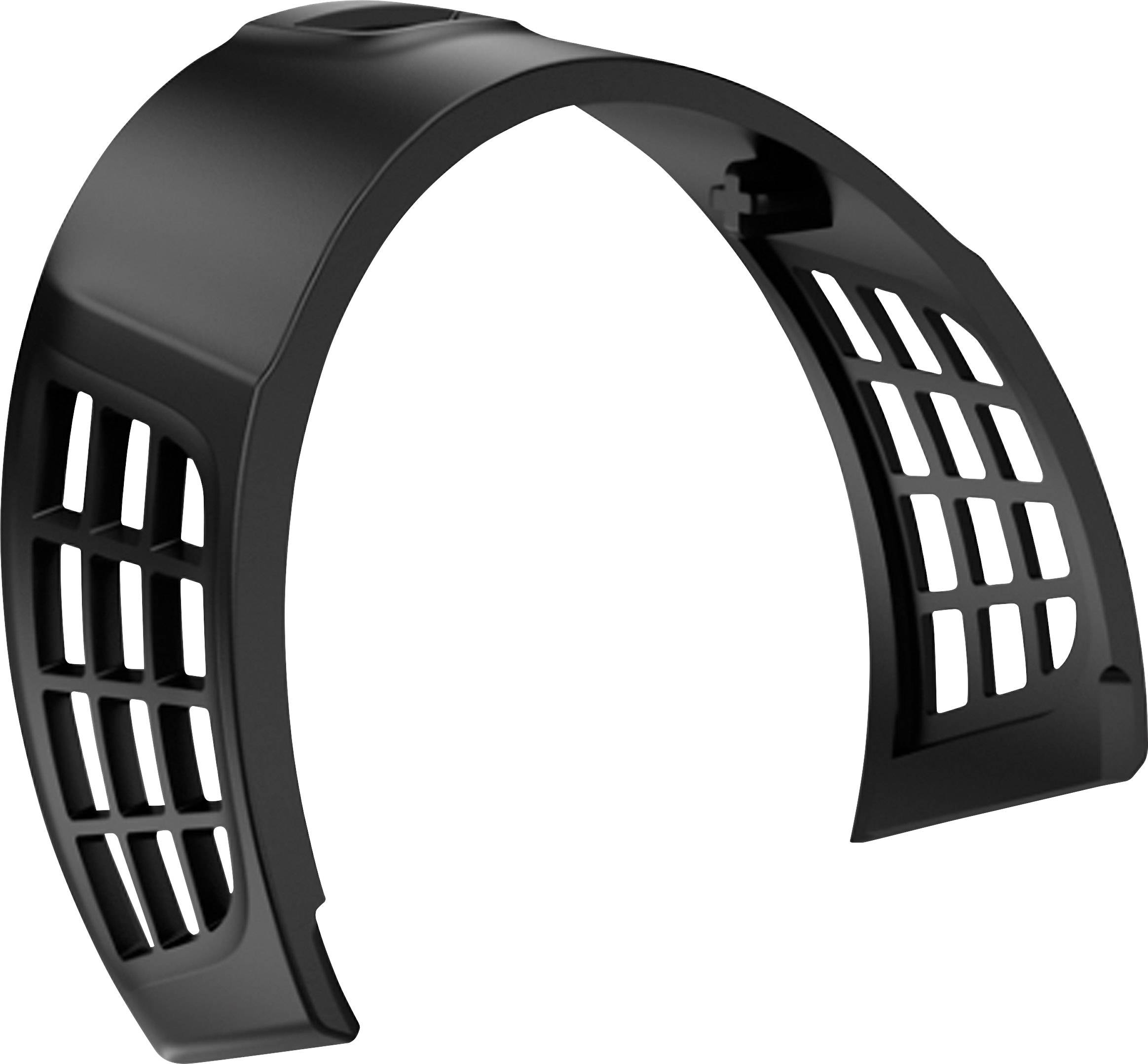 Black plastic wristband with an open lattice design on the sides, providing a ventilated look.