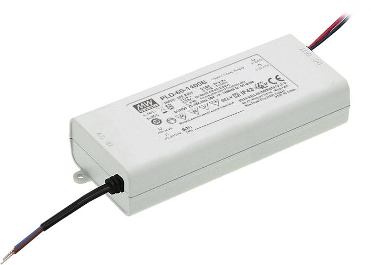 MW Mean Well PLD-60-1400B LED driver Constant current 60 W 1.4 A 25 - 43 V DC not dimmable 1 pc(s)