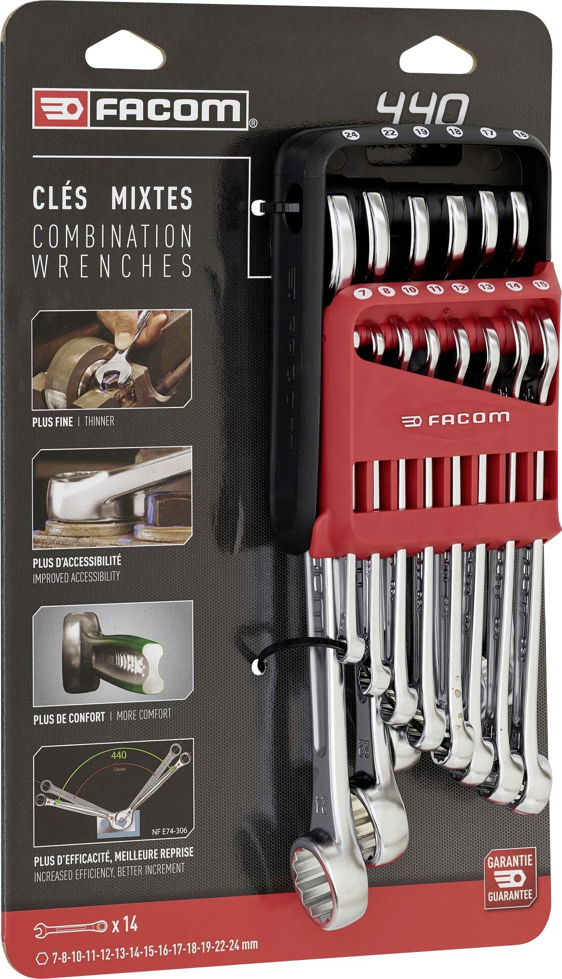 Facom 440.JP14PB 440.JP14PB Crowfoot wrench set 14-piece Spanner size (metric) 7 - 24 mm