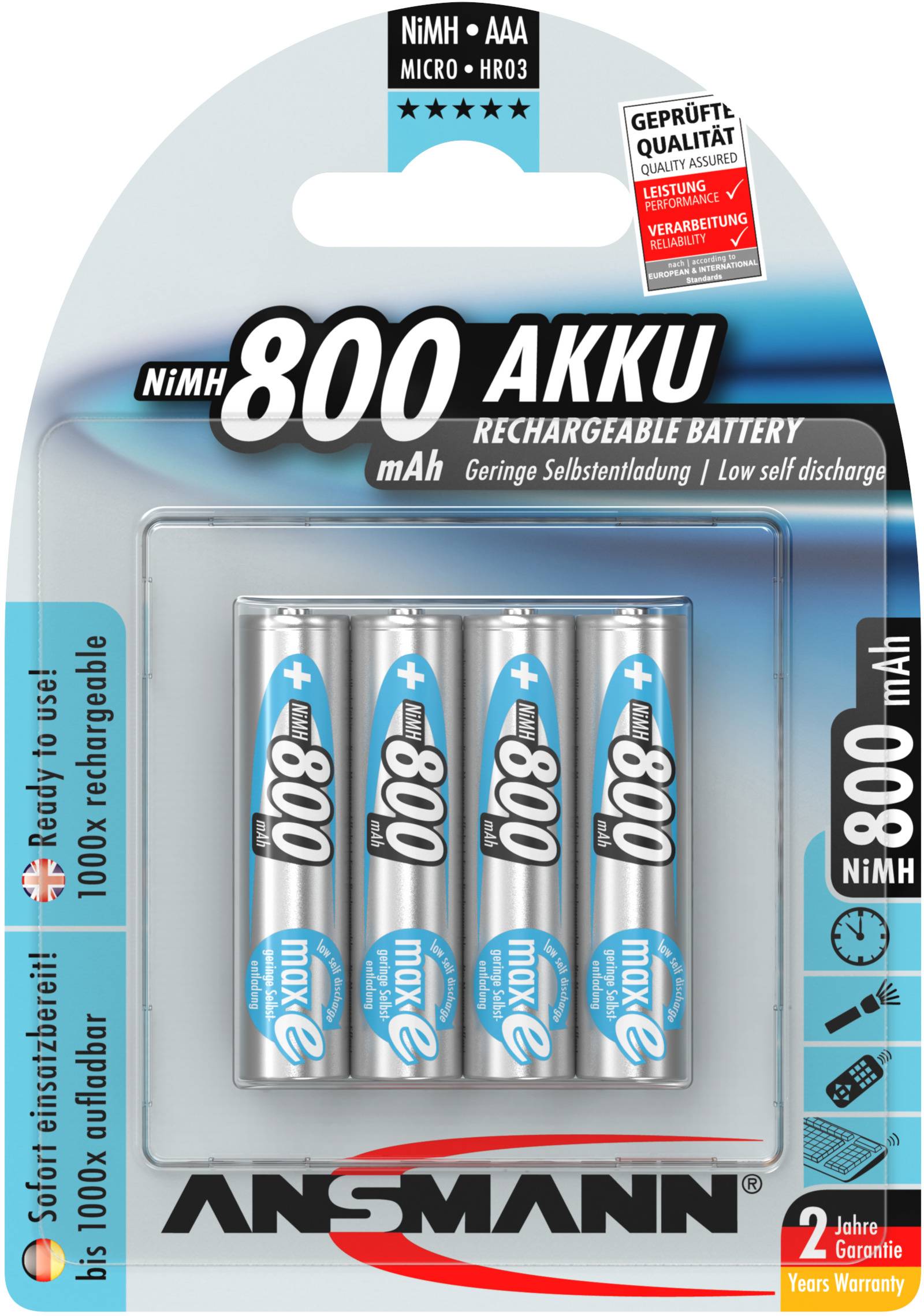 Ansmann maxE HR03 AAA battery (rechargeable) NiMH 800 mAh 1.2 V 4 pc(s)