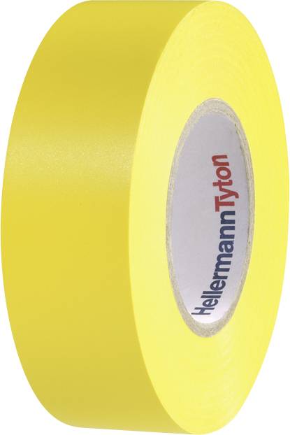 Yellow insulating tape by HellermannTyton, roll, for cable insulation and marking.