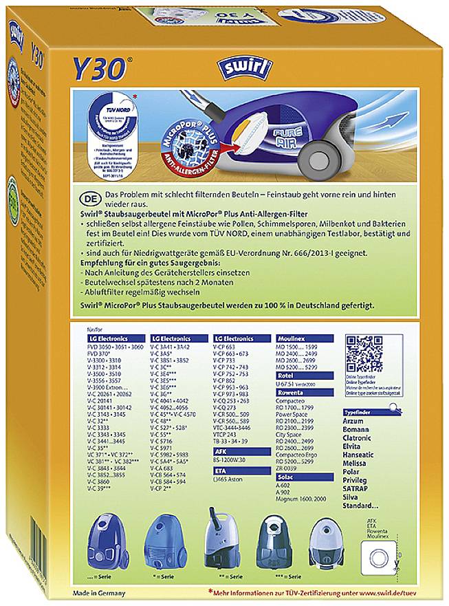 Swirl Y30 MicroPor® Plus Vacuum cleaner bag 4 pc(s)