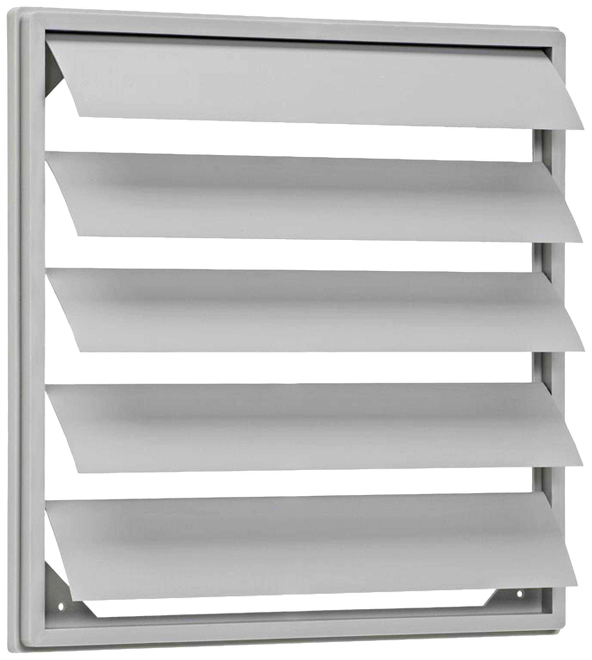 Ventilation grille with five horizontal louvres. The louvres are positioned at an angle to enable air circulation.