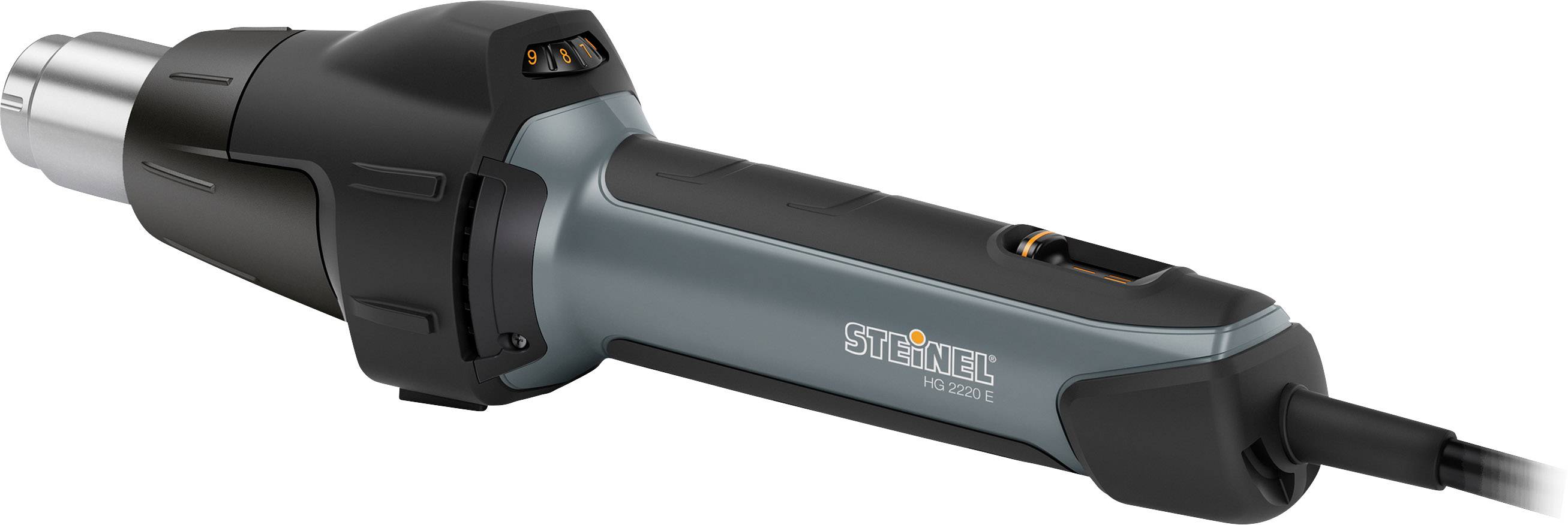 Steinel heat gun with nozzle, ergonomic grip and temperature control. Ideal for shrinking, welding or removing paint.