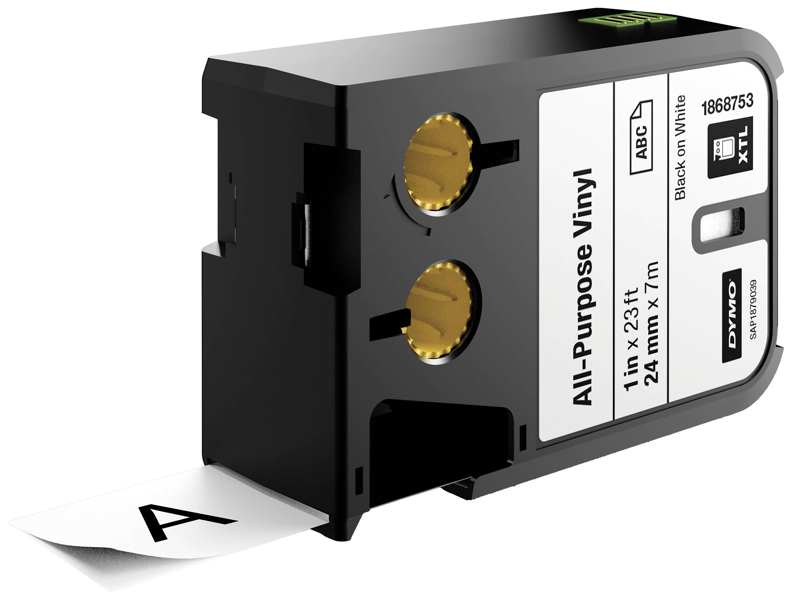 Printer cartridge with the inscription 'All-Purpose Vinyl'. Suitable for label printing, 24 mm x 7 m. Colour: Black on White.