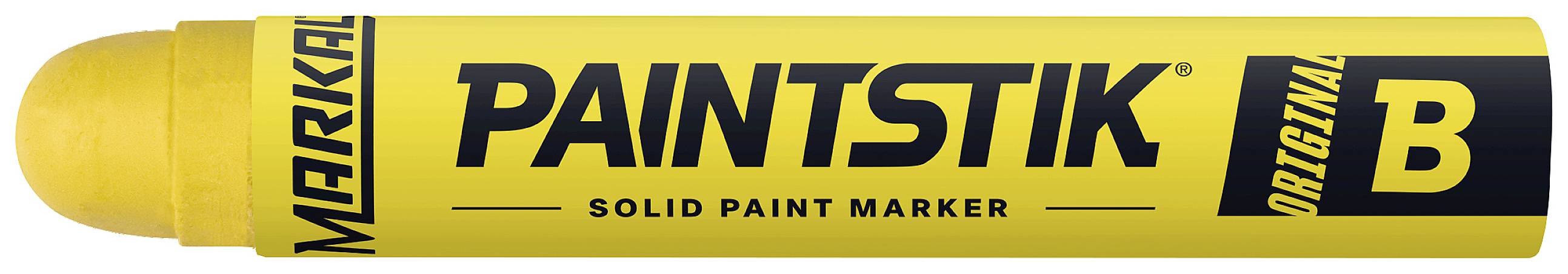 A yellow highlighter with the inscription 'Paintstik Original B'. It is used as a solid colour stick.