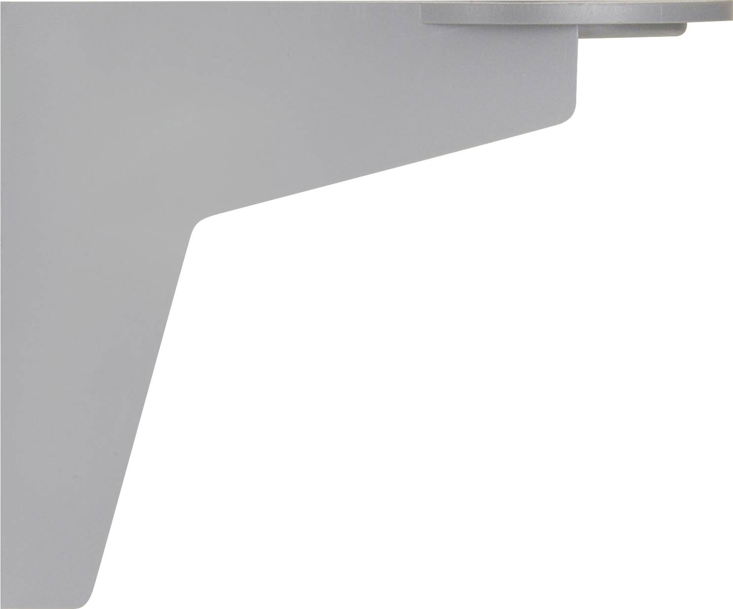 A grey, abstract design with right-angled edges and a rounded corner.