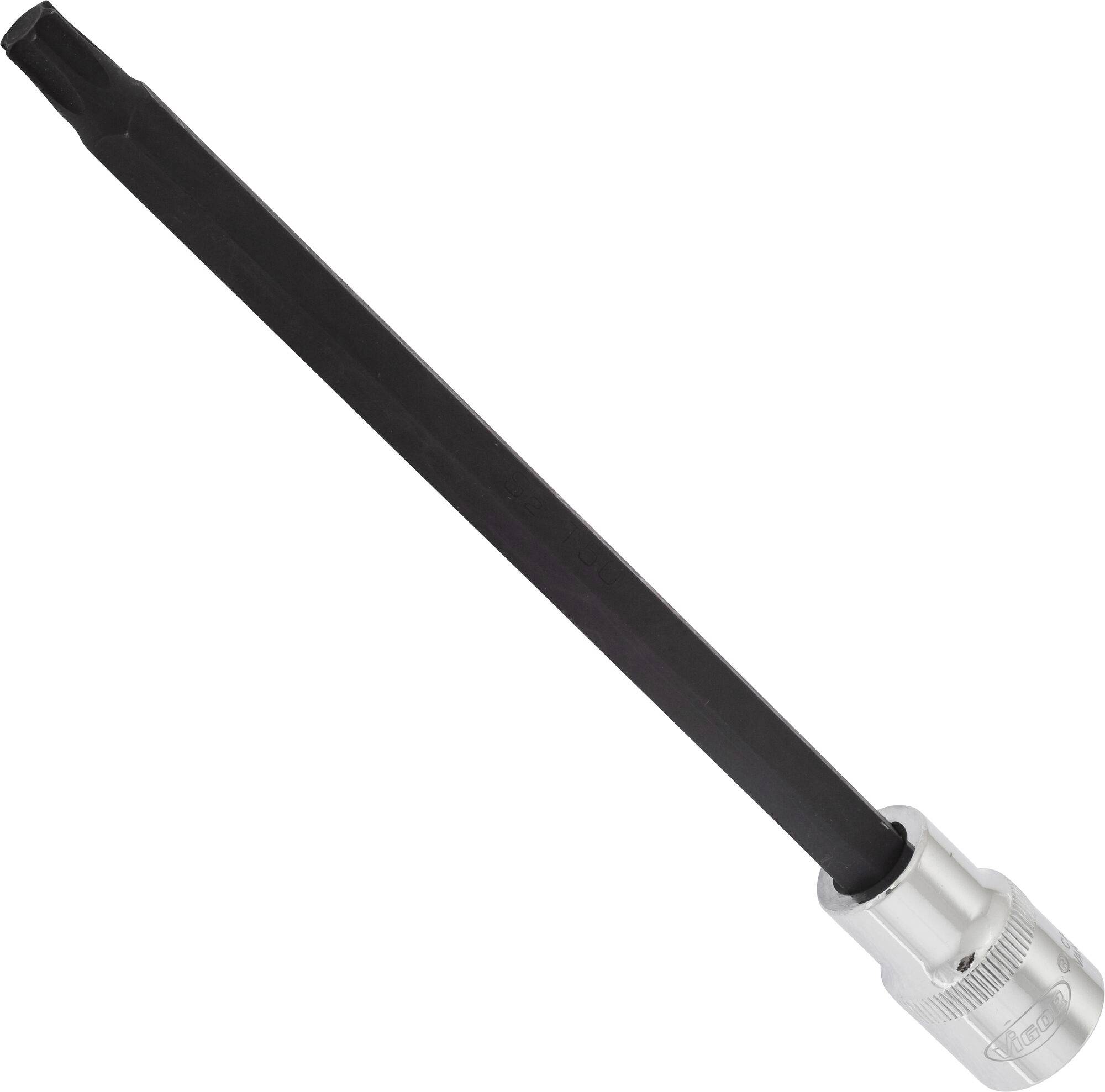 A long, black Torx bit adapter with a silver hexagonal connection, likely for tools such as screwdrivers or drills.
