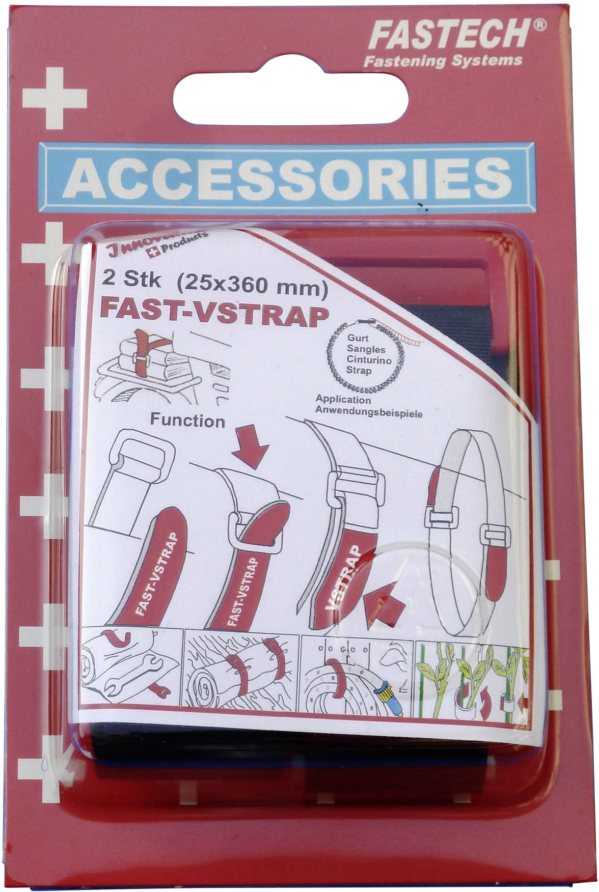 FASTECH® 688-360K Hook-and-loop tape with strap Hook and loop pad (L x W) 360 mm x 25 mm Black 2 pc(s)