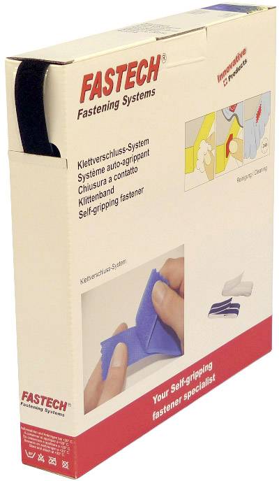 FASTECH® B20-SKL-L-999925 Hook-and-loop tape stick-on (hot melt adhesive) Hook pad (L x W) 25 m x 20 mm Black 25 m