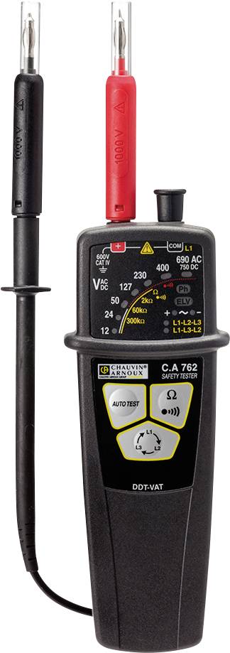 Chauvin Arnoux C.A 762 IP2X Two-pole voltage tester CAT IV 600 V LED, Acoustic