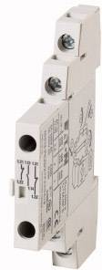 A slim, grey circuit breaker with screw terminals and technical labelling for electrical installations.