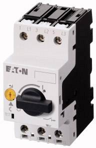 A relay with a rotary switch and EATON logo, suitable for electrical controls, shows three screw terminals at the top and bottom.