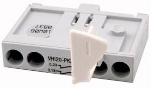 Electrical terminal block with a removable lever at the front, suitable for cables with varying diameters.