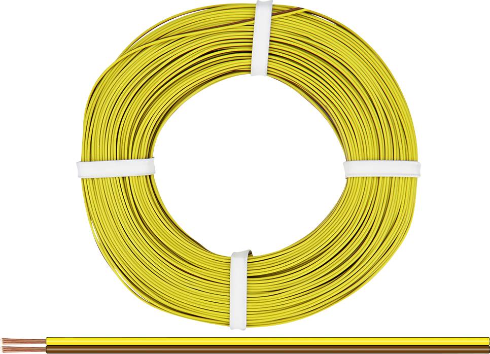 Yellow copper cable reel next to an insulated copper wire.