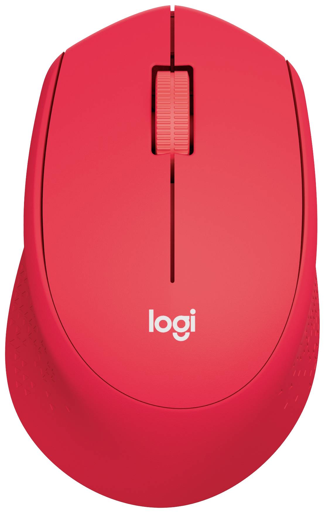 Black computer mouse with scroll wheel and 'Logitech' logo in the centre.