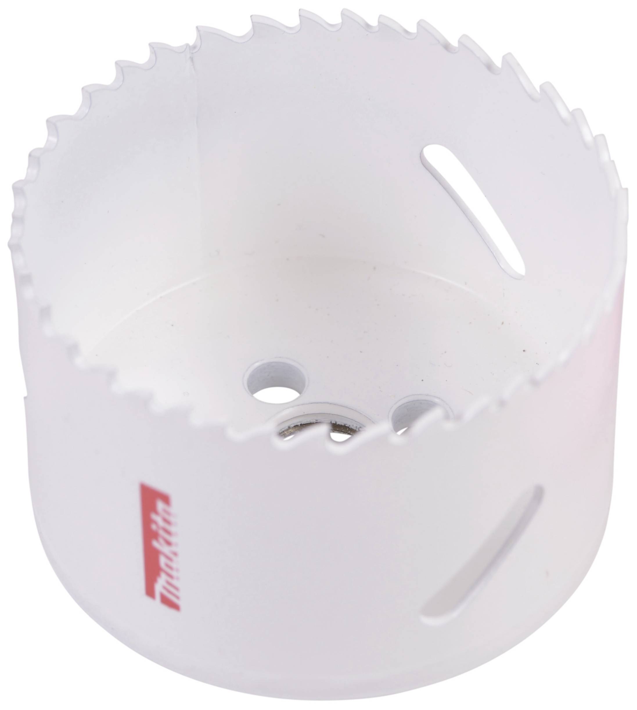 Bi-metal hole saw with serrated cutting edges, suitable for precise drilling in various materials.