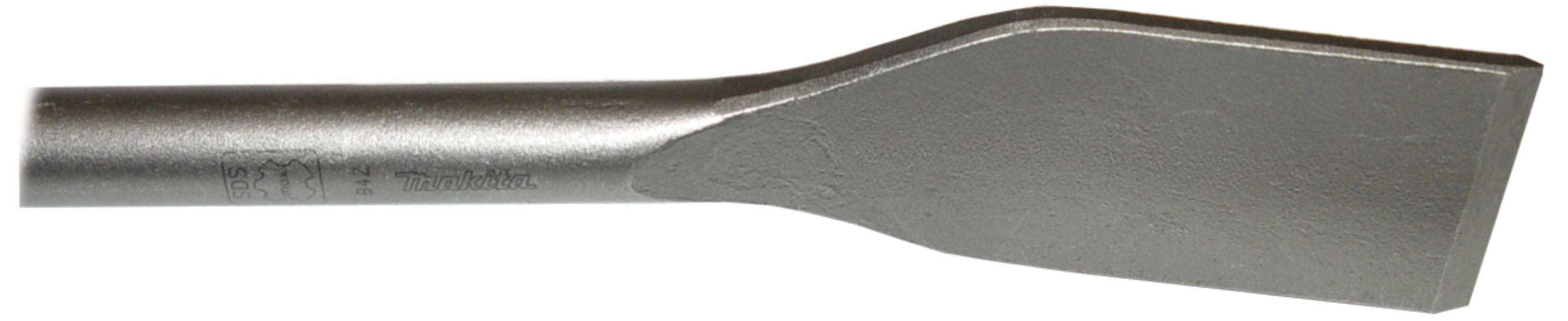 A metal chisel with a flat, wide head, used for working or removing materials such as stone or concrete.