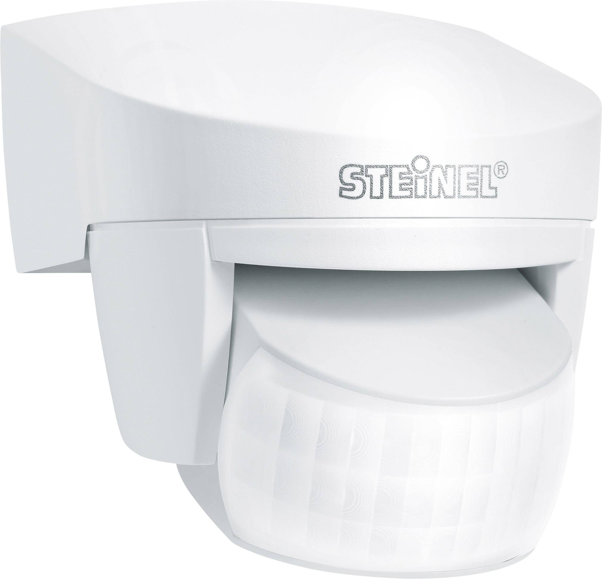 A white motion sensor by Steinel, suitable for wall mounting, for automatic light control.