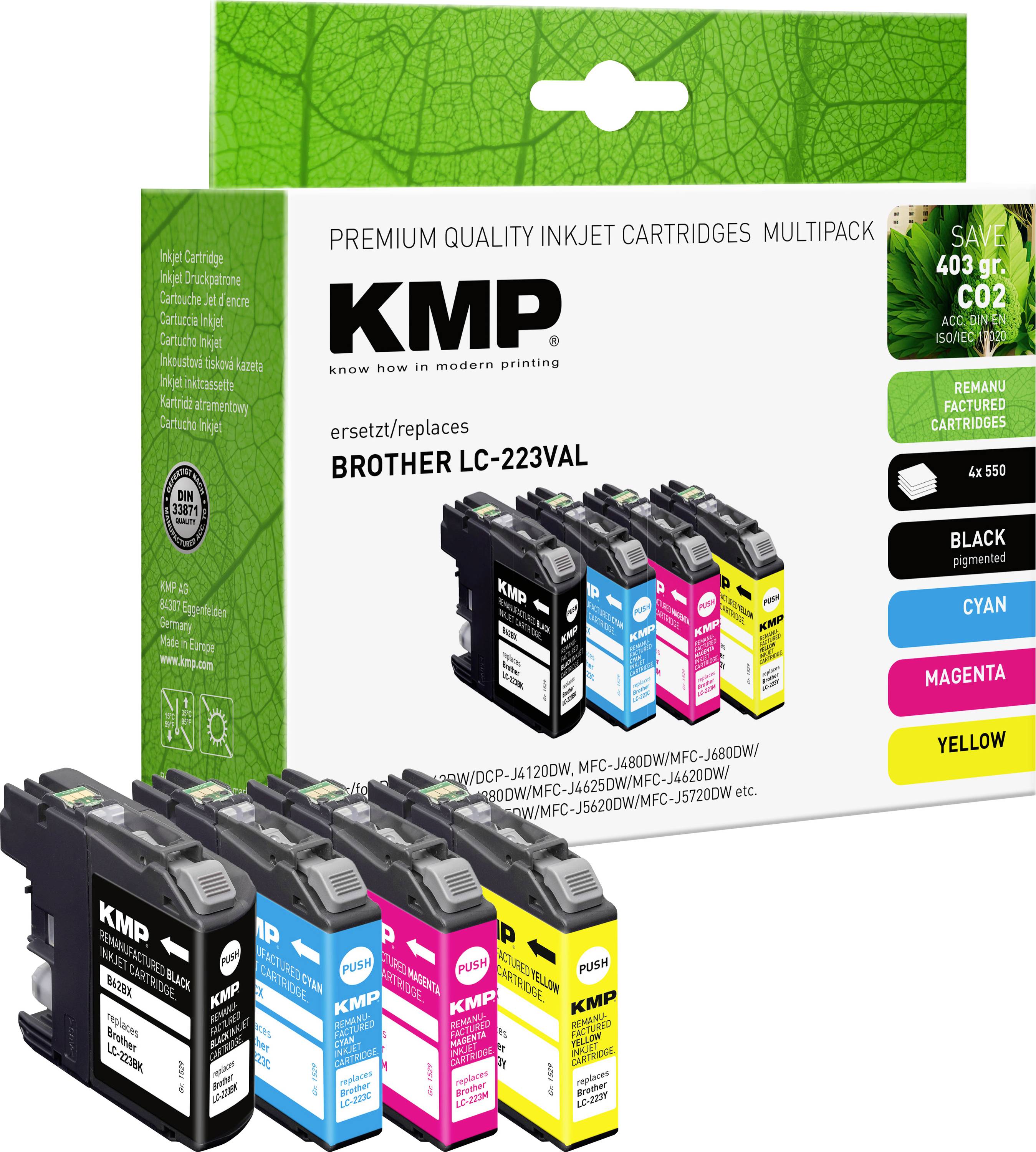 KMP Ink cartridge replaced Brother LC-223BK, LC-223C, LC-223M, LC223Y Compatible Set Black, Cyan, Magenta, Yellow B48V 1529,4005