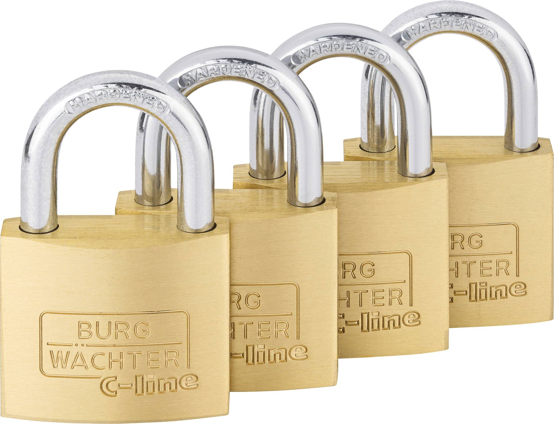 Burg Wächter 4er Set Set Quadro 222 40 SB Padlock keyed-alike Brass Key