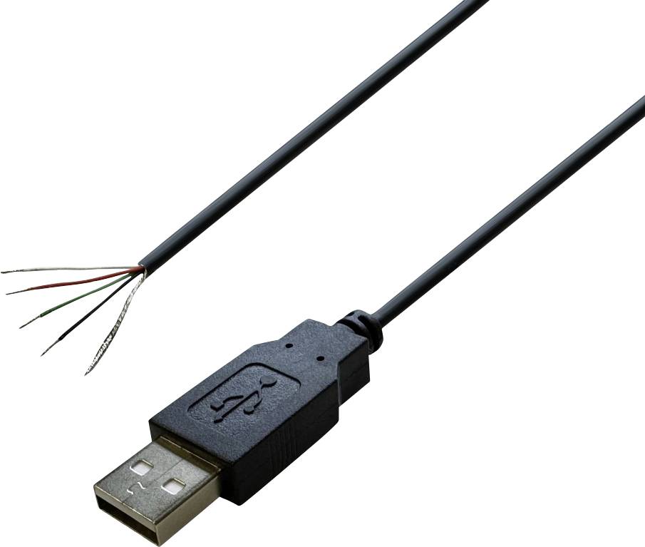 USB A connector 2.0 with an open end Plug, straight USB A plug 2.0 10080109 BKL Electronic Content