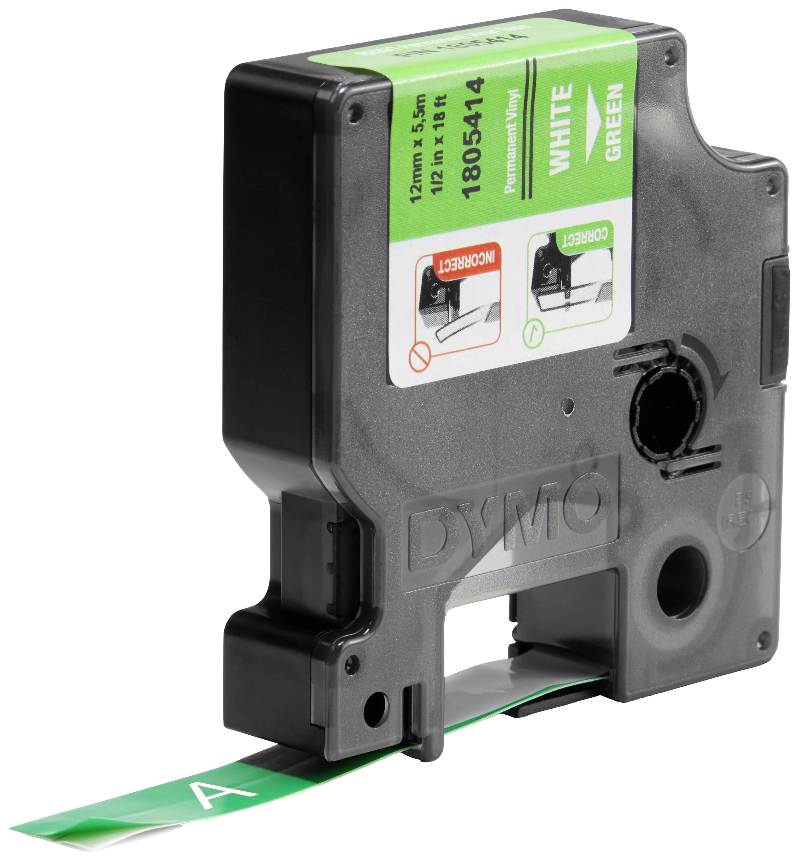 Labelling tape DYMO IND RHINO 1805414 Vinyl Tape colour: Green Font colour:White 12 mm 5.5 m