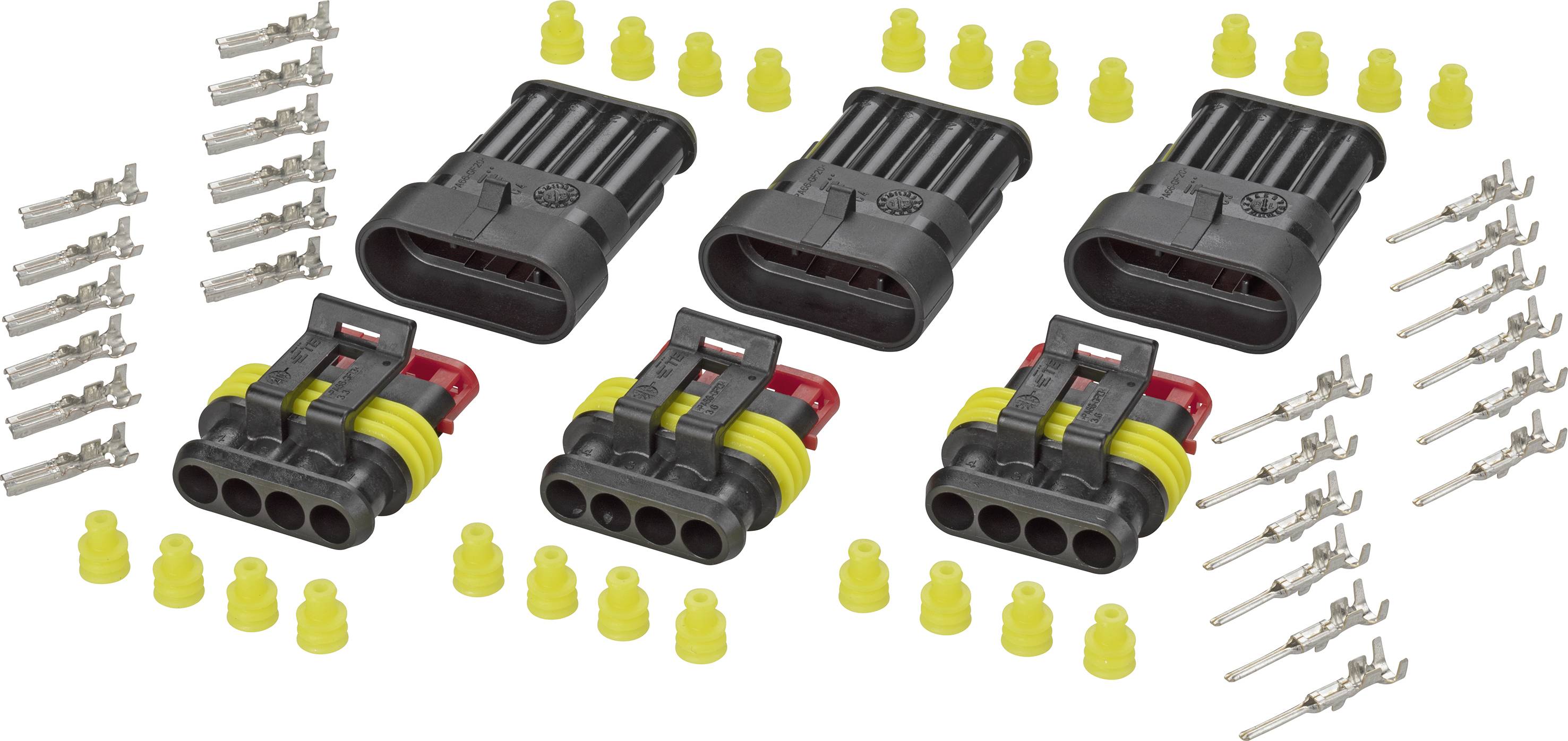TE Connectivity Super seal set AMP-Superseal 1.5mm Series Total number of pins 4 Contact spacing: 6 mm 4016139188287 1 Set