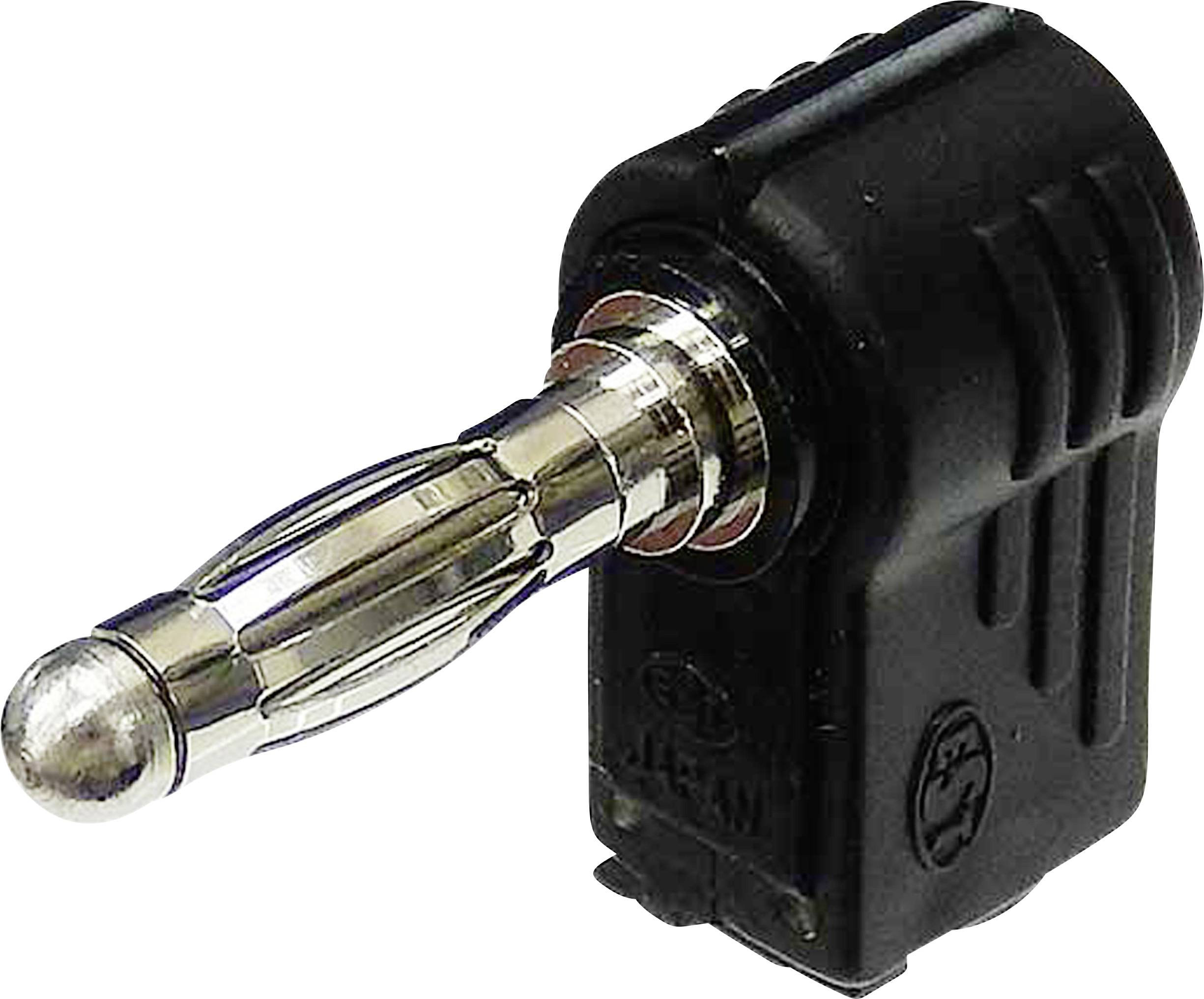 TRU COMPONENTS Jack plug Plug, right angle Pin diameter: 4 mm Black