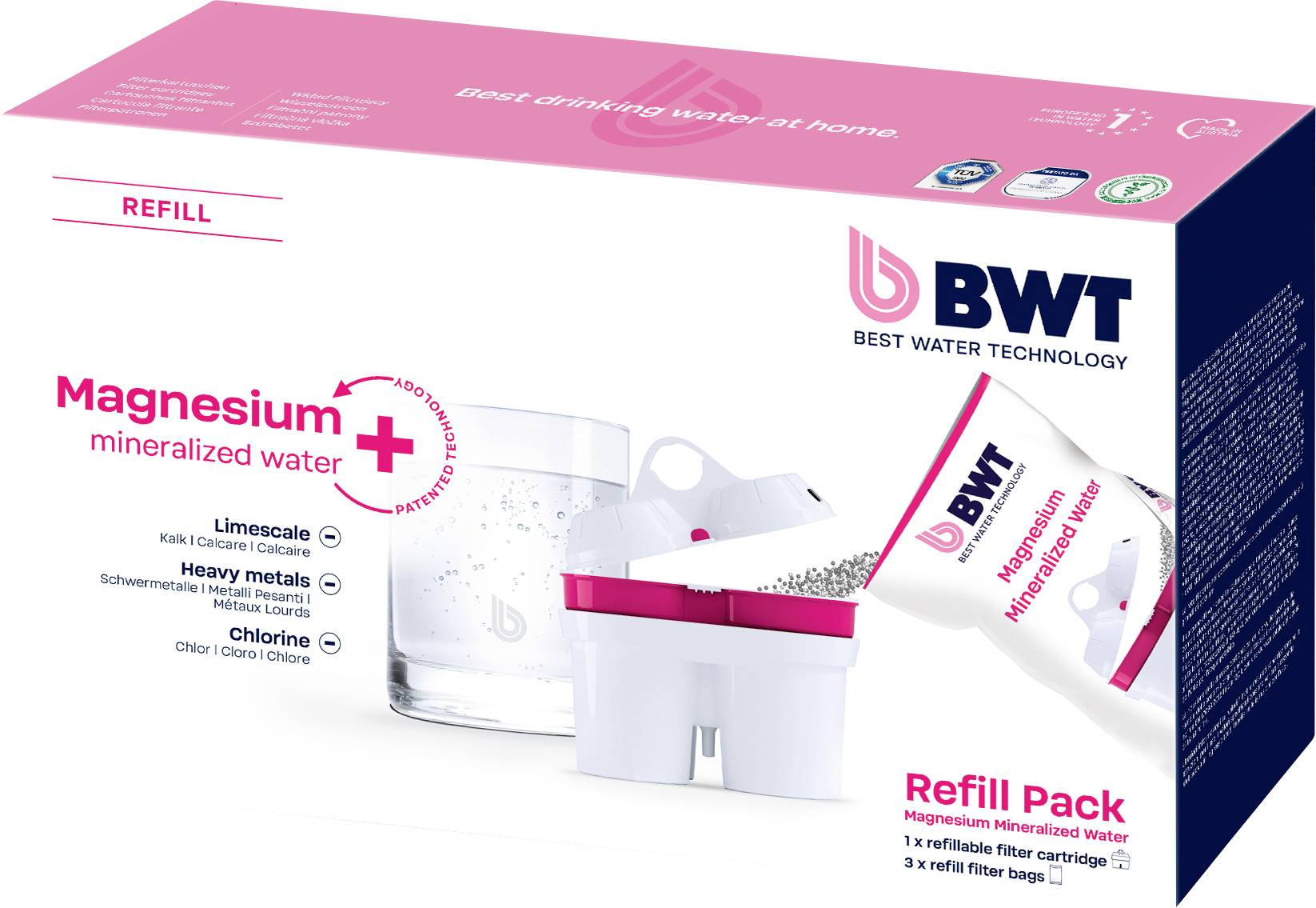 BWT 1 Kartusche + 3 Öko Refill Mg²+ 0836600 Filter cartridge White