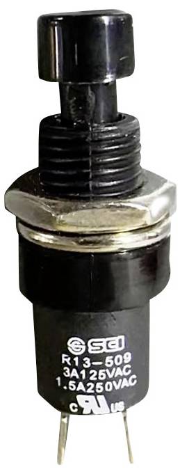 TRU COMPONENTS 1587746 TC-R13-509B-05BK Pushbutton 250 V AC 1.5 A 1 x On/(Off) momentary