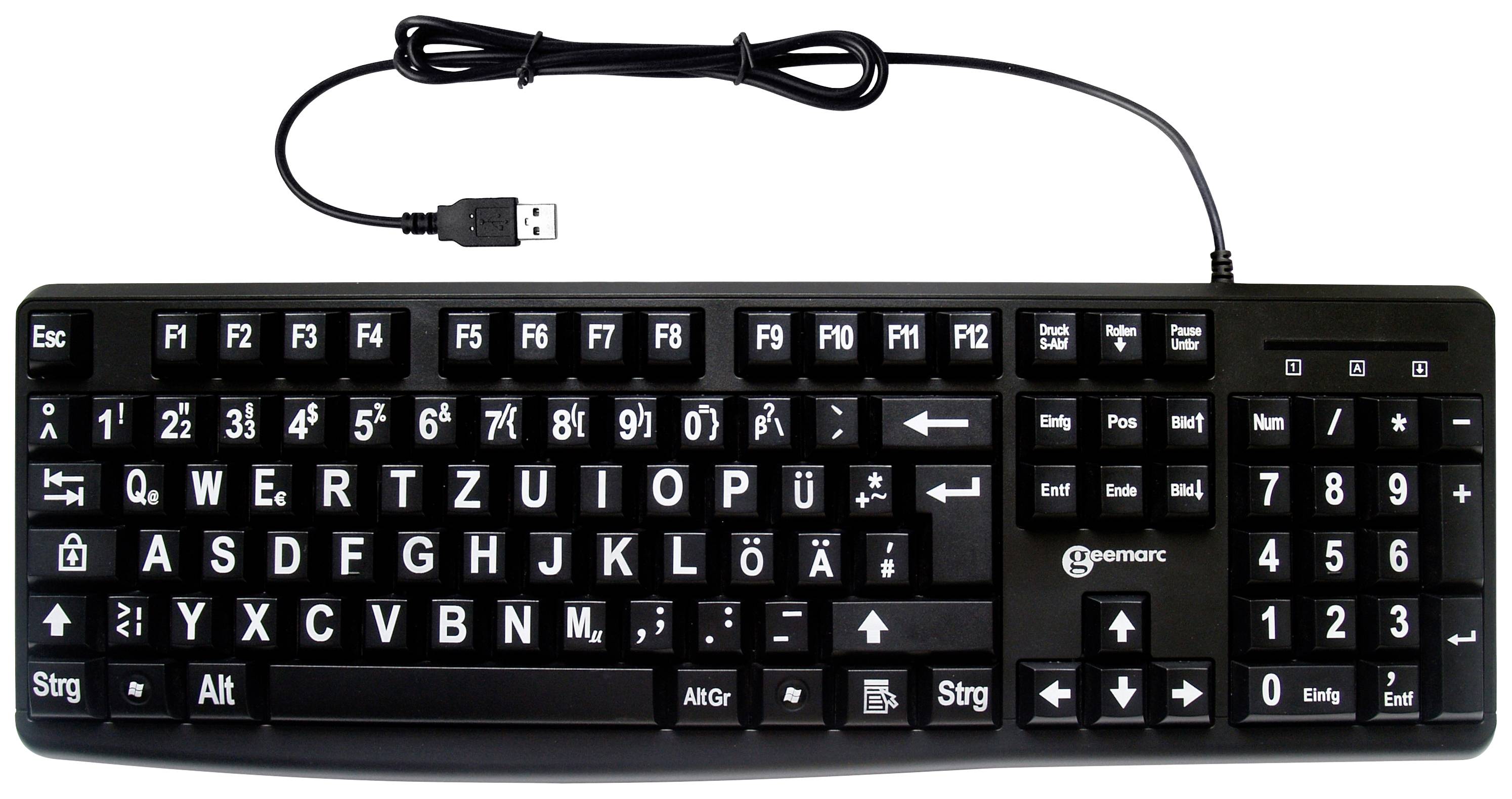 Geemarc KBSV3_BLK_GE USB Keyboard German, QWERTZ Black Big buttons