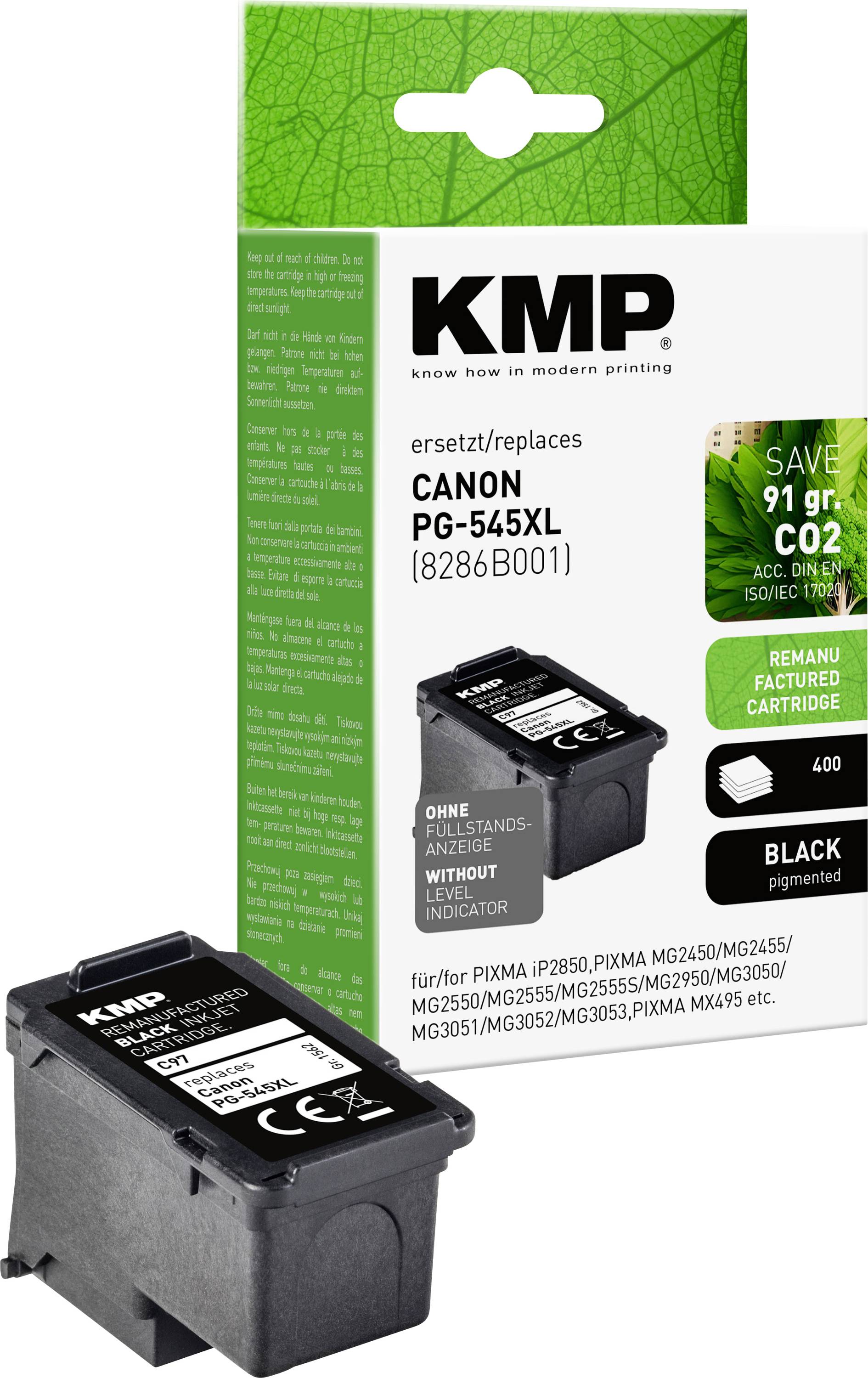 KMP Ink cartridge replaced Canon PG-545 XL Compatible Black C97 1562,4001