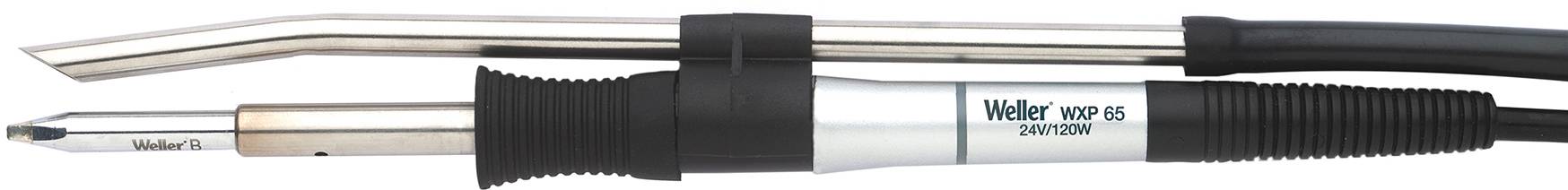 Soldering iron with angled tip and black handle, suitable for precise soldering.