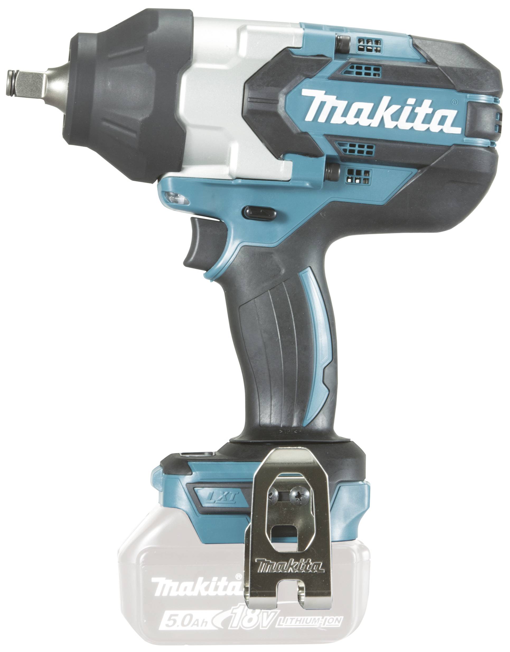 Cordless impact driver by Makita with an 18V battery. The main colour is blue with white and black details.