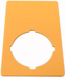 An orange rectangular plate with a large, central, circular cut-out.