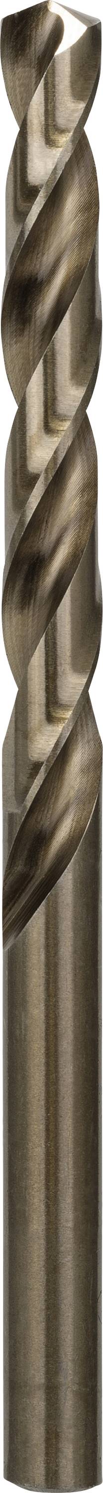 Close-up of a milling cutter with a spiral blade. The tool has a bronze-coloured coating and is used for metalworking.