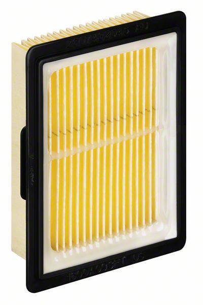 Air filter with a rectangular, ribbed design, surrounded by a black frame. Suitable for clean air supply.