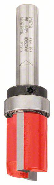A milling cutter with a red-painted cutting head and metal handle. The tool is frequently used for cutting or milling in woodworking.