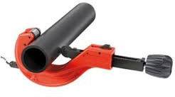 A red pipe cutting tool with a black handle, used for cutting pipes. Suitable for installation work.