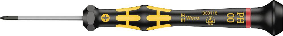 A small black precision screwdriver with yellow ergonomic grip details, suitable for delicate screw work.