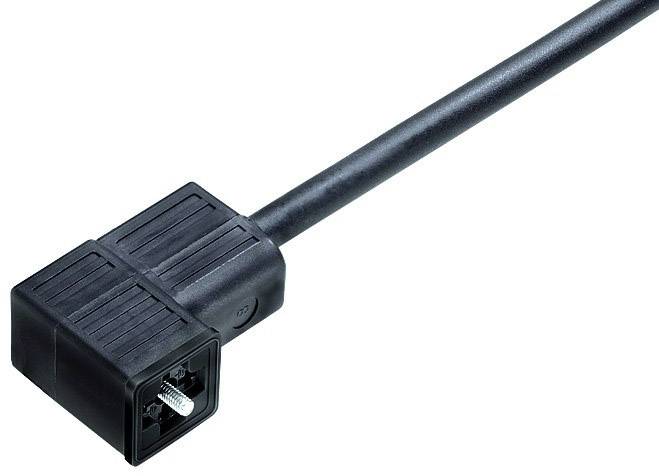 Black electric plug connector, rectangular in shape, showing the pins and plastic casing.