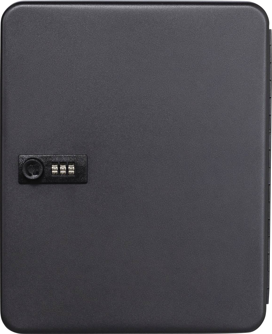 Black safe with combination lock on the front.