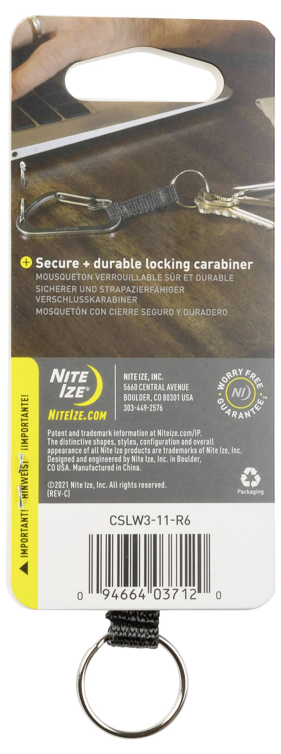 NITE Ize Key carabiner CSLW3-11-R6 Gr. 3 Silver 1 pc(s)