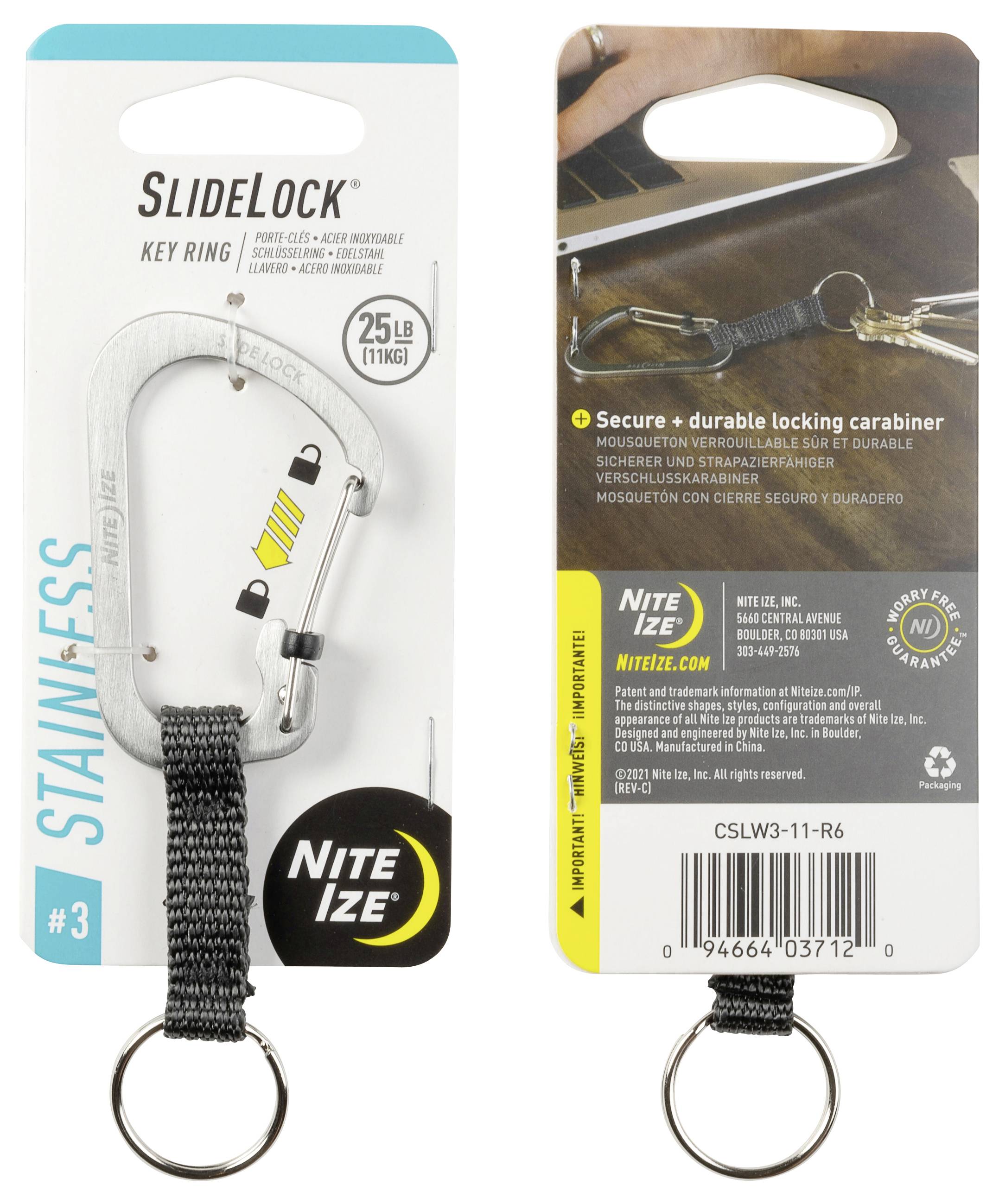 NITE Ize Key carabiner CSLW3-11-R6 Gr. 3 Silver 1 pc(s)