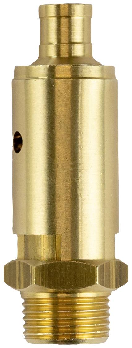 A brass valve with a threaded screw and cylindrical shape, used for controlling gas or liquid flows in technical equipment.